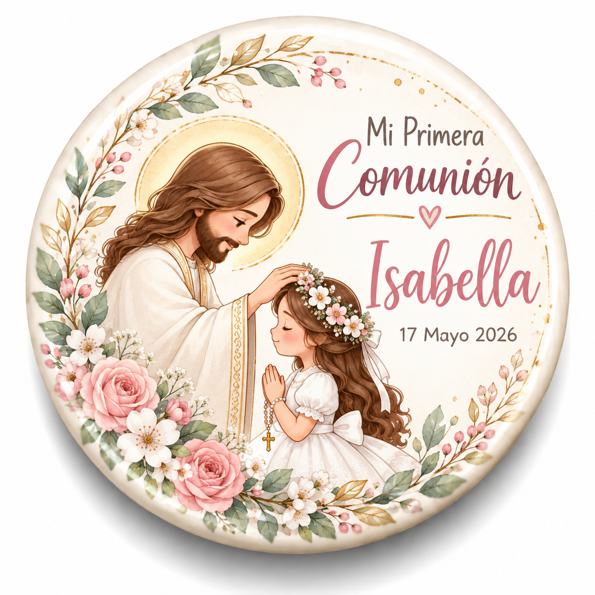 FOTOBOTON PERSONALIZADO DISEÑO #369-10 PRIMERA COMUNIÓN
