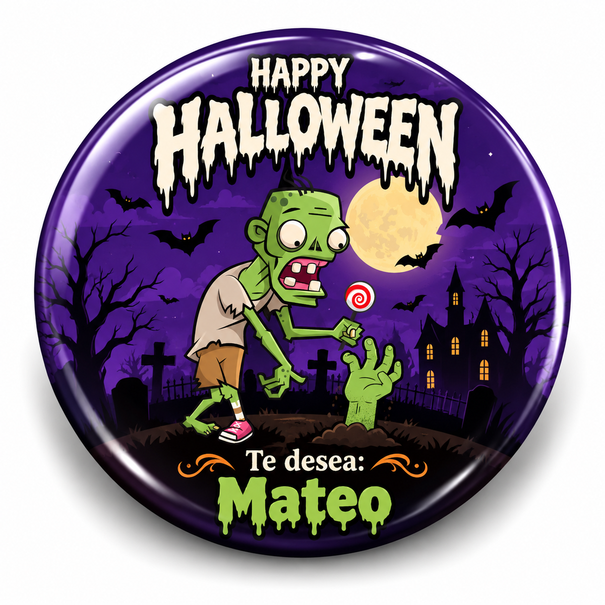 FOTOBOTON PERSONALIZADO DISEÑO #123-7 HALLOWEEN