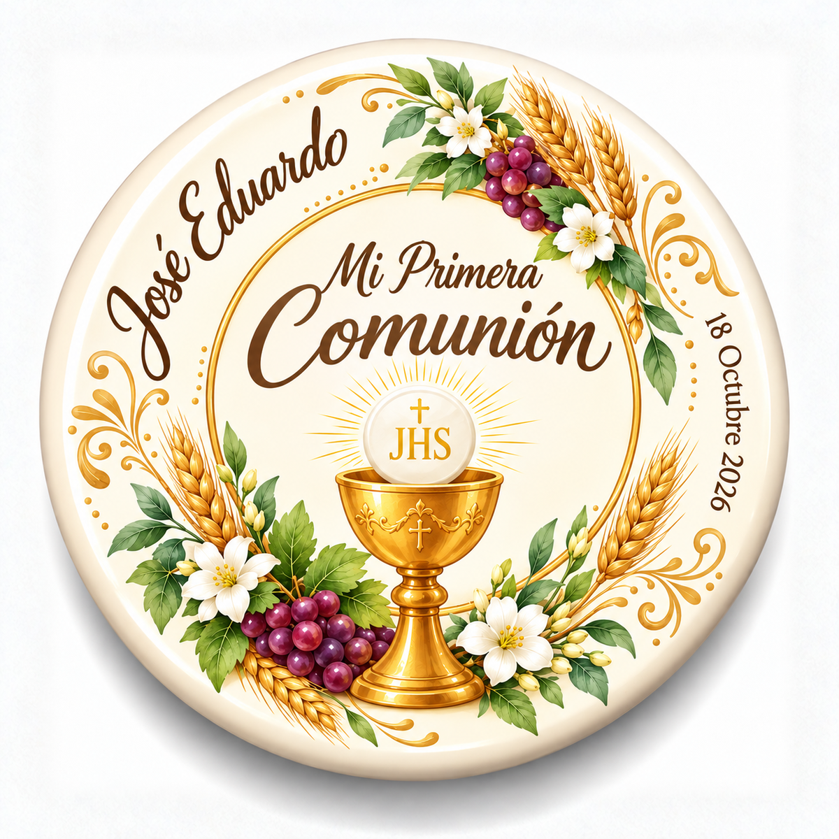 FOTOBOTON PERSONALIZADO DISEÑO #369-18 PRIMERA COMUNIÓN